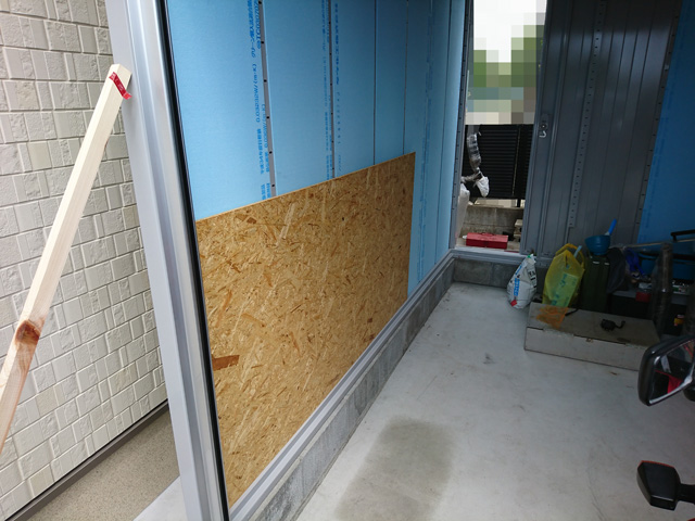 イナババイクガレージ改造 内壁に合板を張る Ninja900と御朱印motoブログ